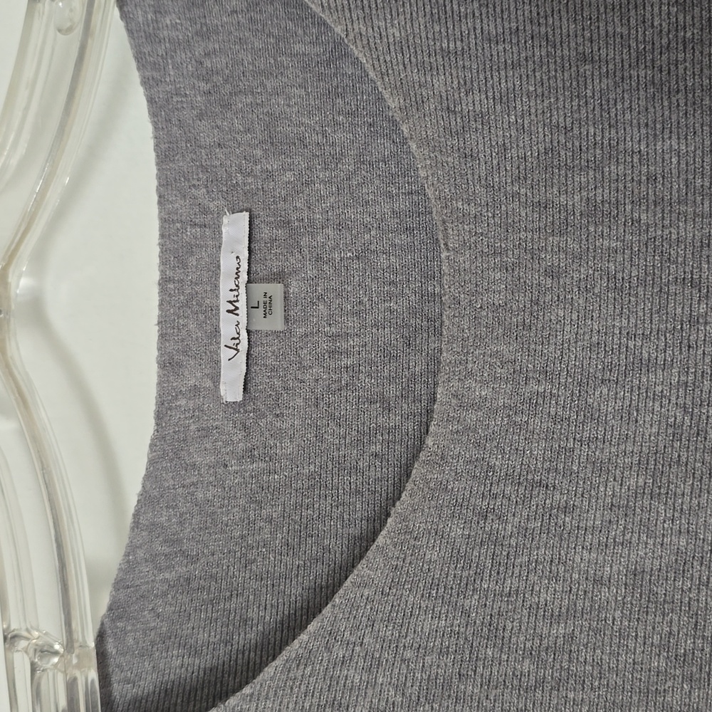 Milano Heather Gray Ribbed Top - Picture 2 of 3